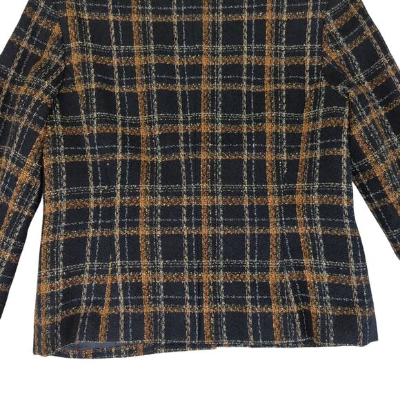 Vintage Norton Mcnaughton Tweed Blazer Jacket Two Button Black Brown Women's 8P - Picture 6 of 9